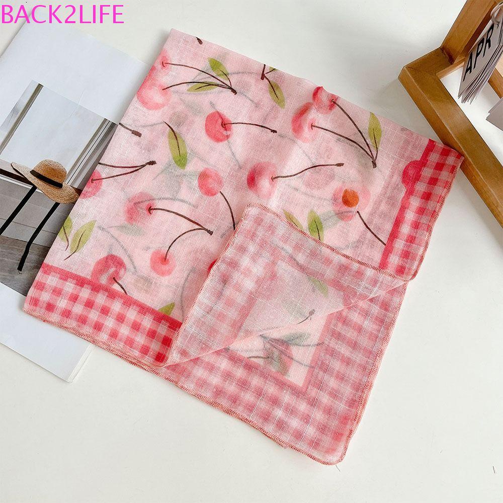 BACK2LIFE Khăn Choàng Cổ Hình Vuông Chống Nắng Phối Ruy Băng Kiểu Hàn Quốc Dễ Thương