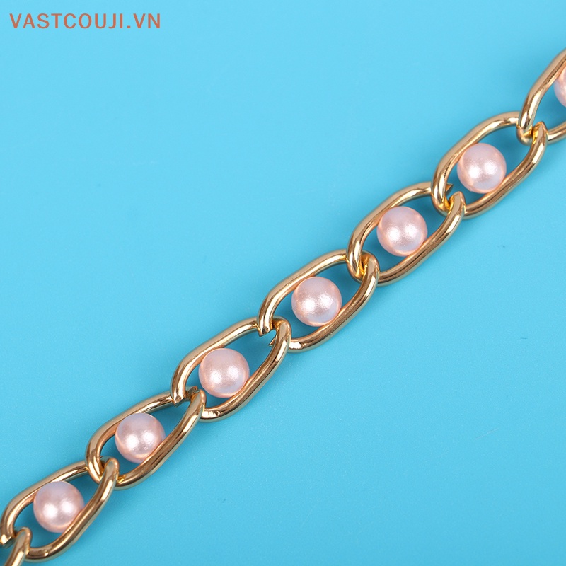 Phụ Kiện Dây Xích Kim Loại Đính Hạt Ngọc Trai Trang Trí Đầm Nữ VASTJI