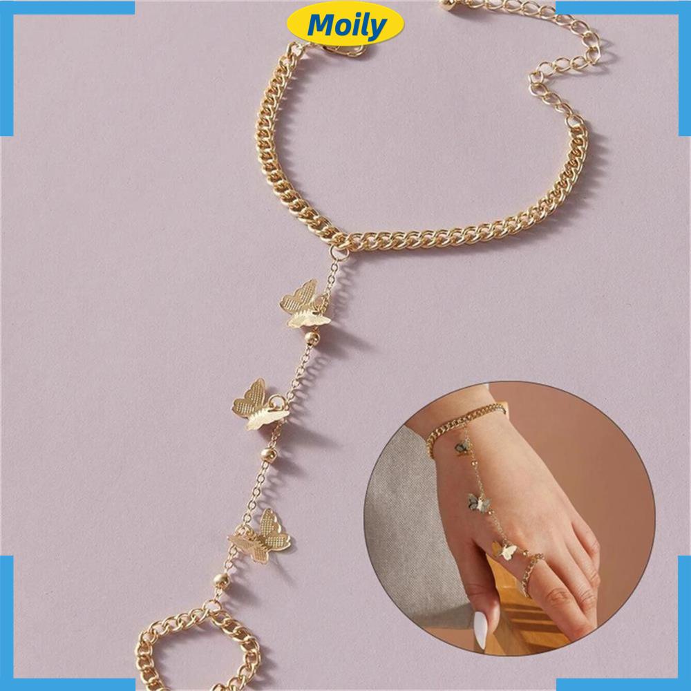 MOILYVN Vòng Đeo Tay Dạng Chuỗi Màu Vàng Thời Trang