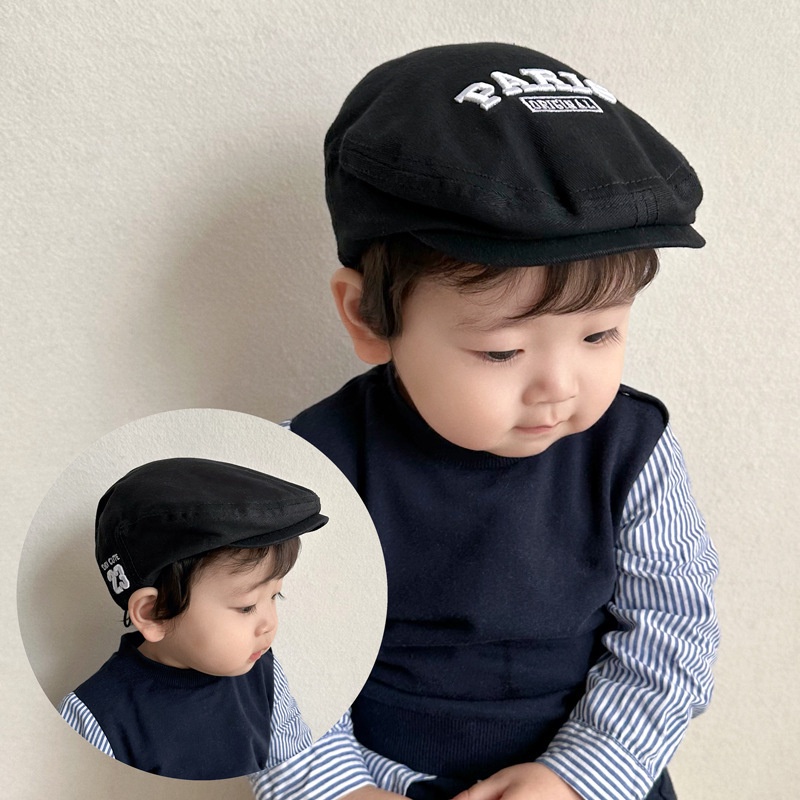 Mũ Beret Thêu Chữ PARIS Phong Cách Hip Hop Hàn Quốc Thời Trang Cho Bé