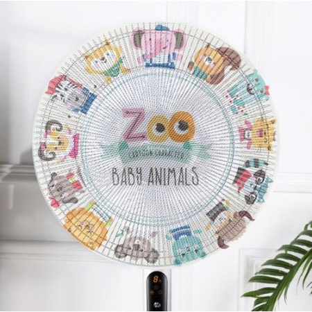 Lưới bọc quạt an toàn cho bé có dây rút cố định, mẫu hoạt hình dễ thương