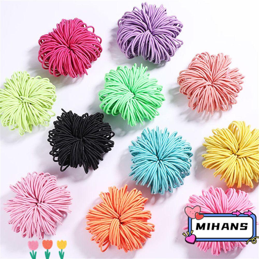 MIH Set 100 Dây Thun Buộc Tóc 3CM Nhiều Màu Sắc Dễ Thương Cho Bé Giá Đỡ