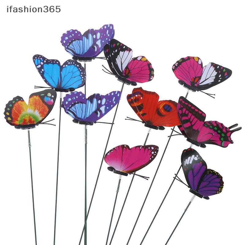 Set 10 Chậu Hoa Hình Bướm Nhiều Màu Sắc Dùng Trang Trí Sân Vườn ifashion365