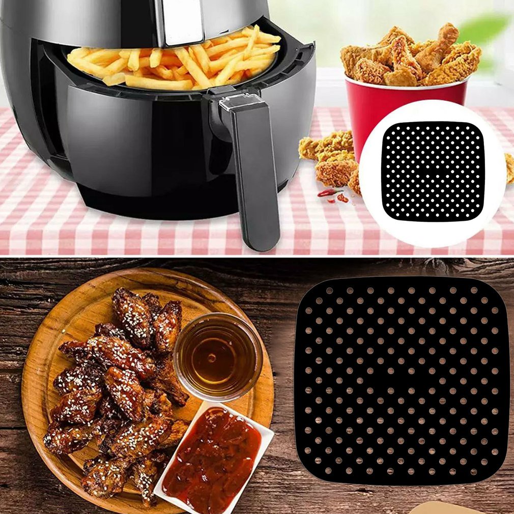 =Christmas=Reusable Square Air Fryer Silicone Accessories Air Fryer Non-stick Pad
