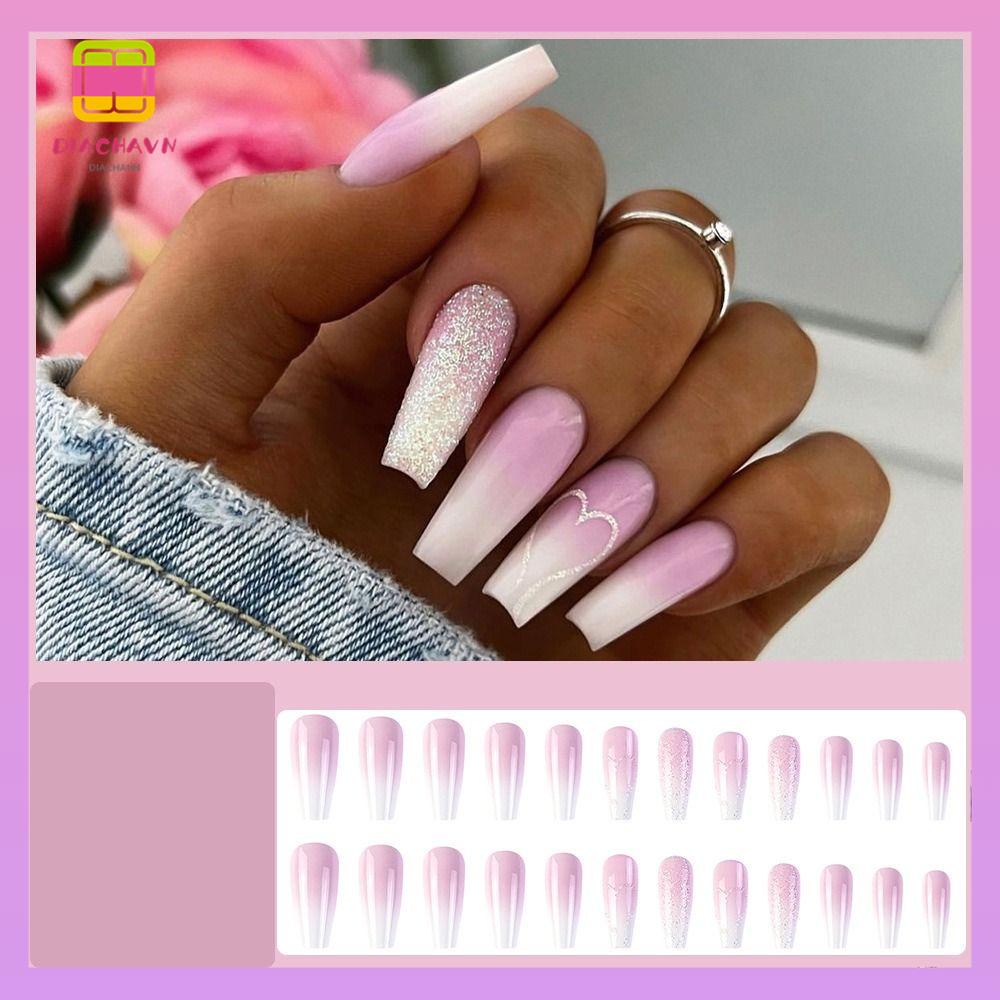 DIACHAVN Bộ Móng Tay Giả DIY Dạng Nhấn Che Phủ Toàn Diện Có Thể Tháo Rời