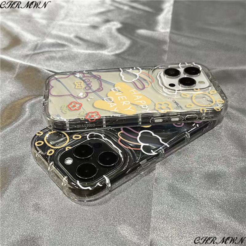 Ốp Điện Thoại Mềm Trong Suốt Họa Tiết Gấu Và Chữ GNXU Cho Iphone 14Promax 1312 11 7 8plus xr