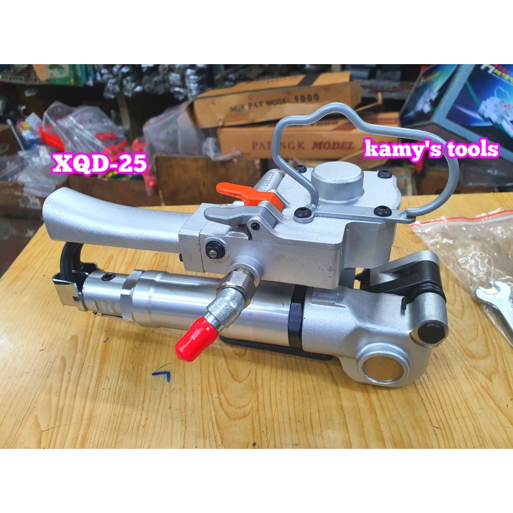 Máy đóng đai siết đai nhựa dùng khí nén pp pet 13-16-19-25mm XQD-25, siết hàn cắt 3 trong 1