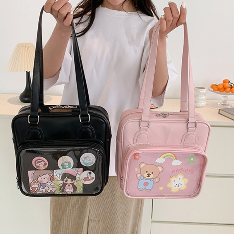 Túi Xách Đeo Vai Harajuku Sức Chứa Lớn Có Khóa Kéo Cho Nữ