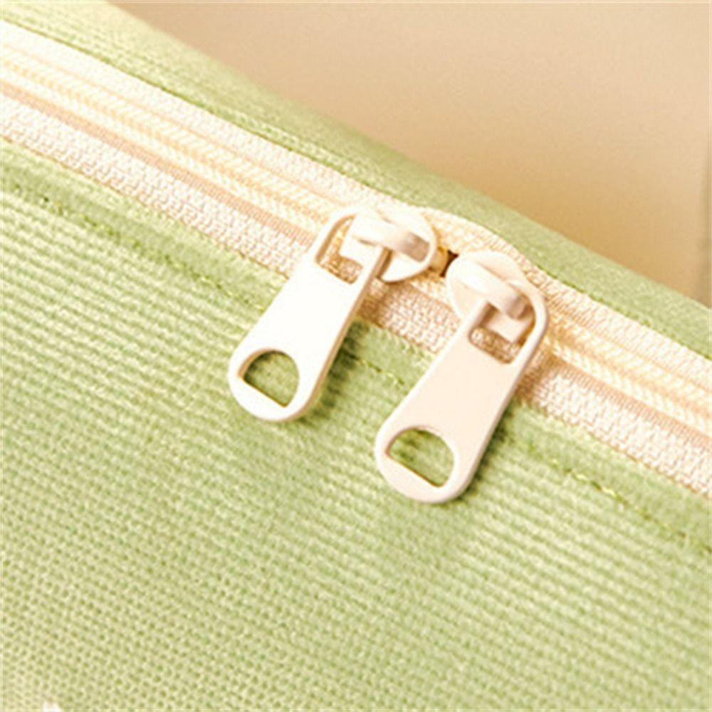 BERNARDO Túi Đựng Bút Chì Sức Chứa Lớn Bằng Vải Nhung Kẻ Màu Kem Dành Cho Học Sinh