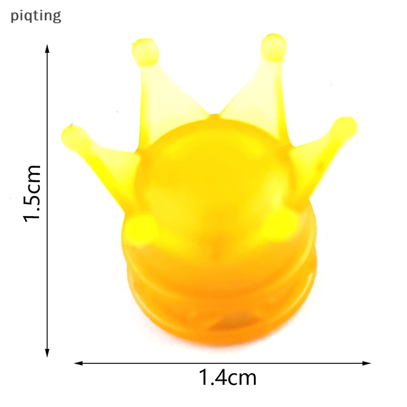 Piqt set 4 Nắp Van Bánh Xe Hơi / Xe Tải / Xe Máy Hình Vương Miện Dạ Quang Thông Dụng