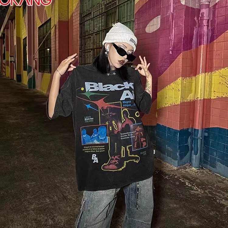Áo Thun Nam Ngắn Tay In Hình Phong Cách Đường Phố Mỹ Cá Tính