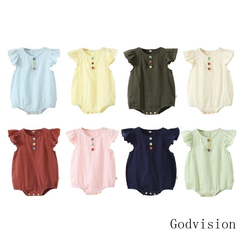 Bộ Áo Liền Quần Bằng Cotton Tay Xòe Thoáng Khí Dành Cho Trẻ Sơ Sinh