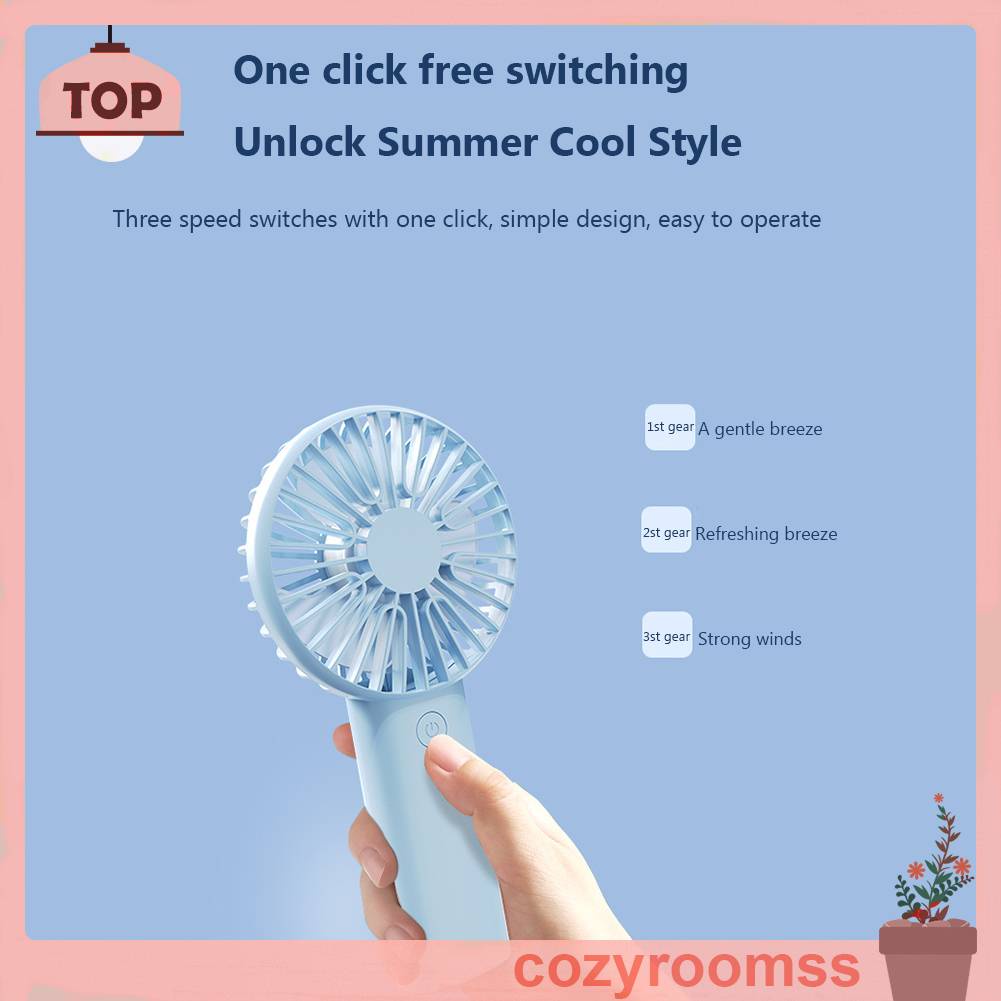Quạt Mini Cầm Tay 3 Tốc Độ Kèm Sạc USB Tiện Dụng Chất Lượng Cao