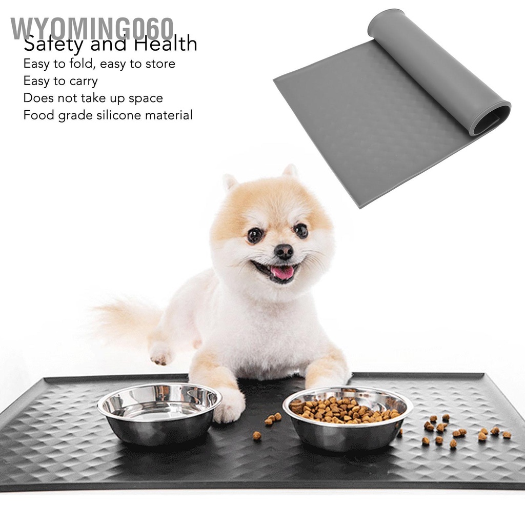 Wyoming060 Thảm lót thức ăn cho thú cưng bằng silicone chống trượt Chống nước chó mèo Bát và uống