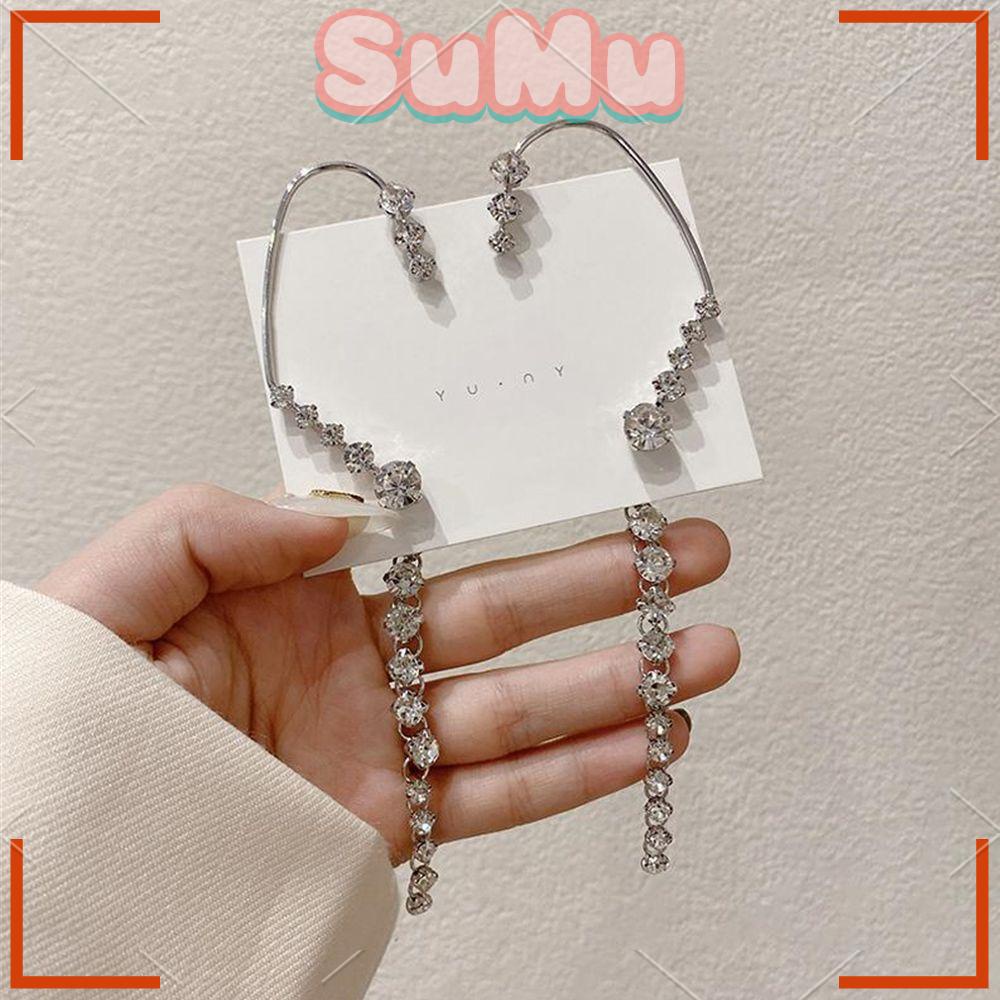 SUMU Khuyên Tai Chuỗi Đính Đá Lấp Lánh