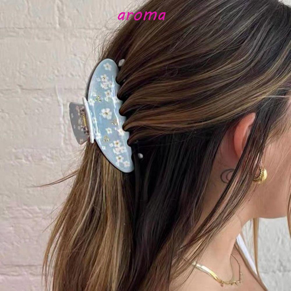 AROMA Kẹp Tóc Đính Đá Họa Tiết Hoa Nhỏ Dễ Thương Thanh Lịch Cho Nữ