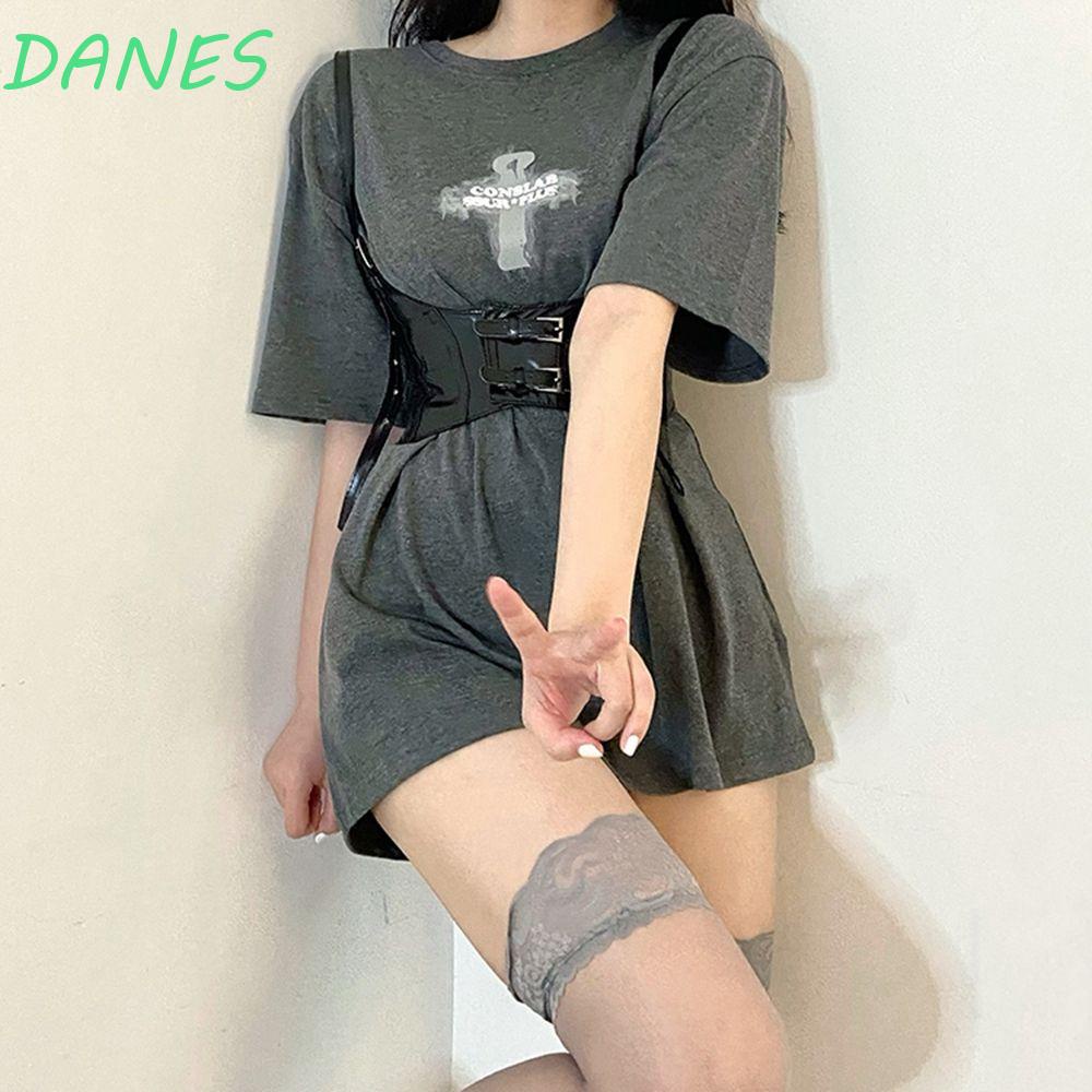 DANES Thắt Lưng Bản Rộng Co Giãn Phối Khóa Kim Loại Trang Trí Váy