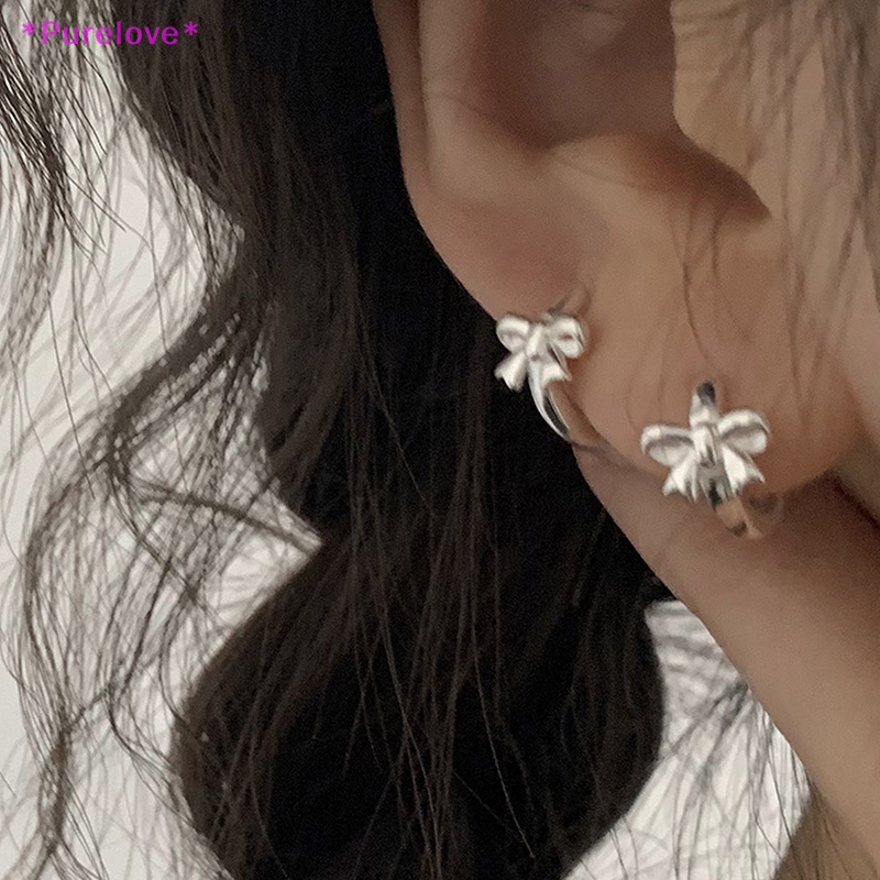 1 Đôi Bông Tai Kim Loại Hình Nơ Phong Cách Harajuku Vintage Dành Cho Nữ Y2k Mới