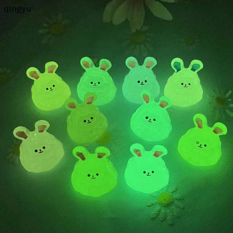 Bộ 2 Tượng Thỏ Hoạt Hình Mini Phát Sáng Trang Trí Tiểu Cảnh