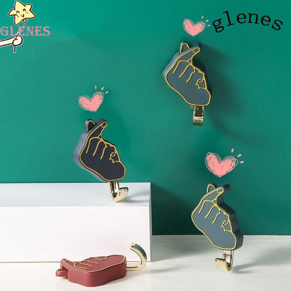 GLENES Móc Treo Đồ Dán Tường Đa Năng Hình Trái Tim Dễ Thương