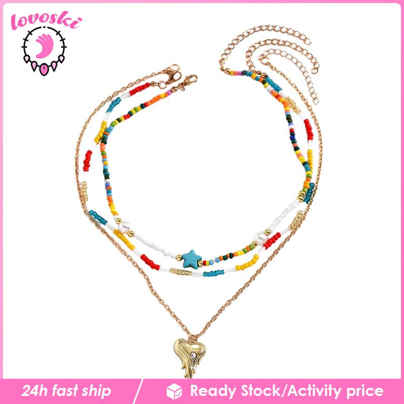 Set 3 Vòng cổ Nhiều Lớp Y2K Phong Cách Boho