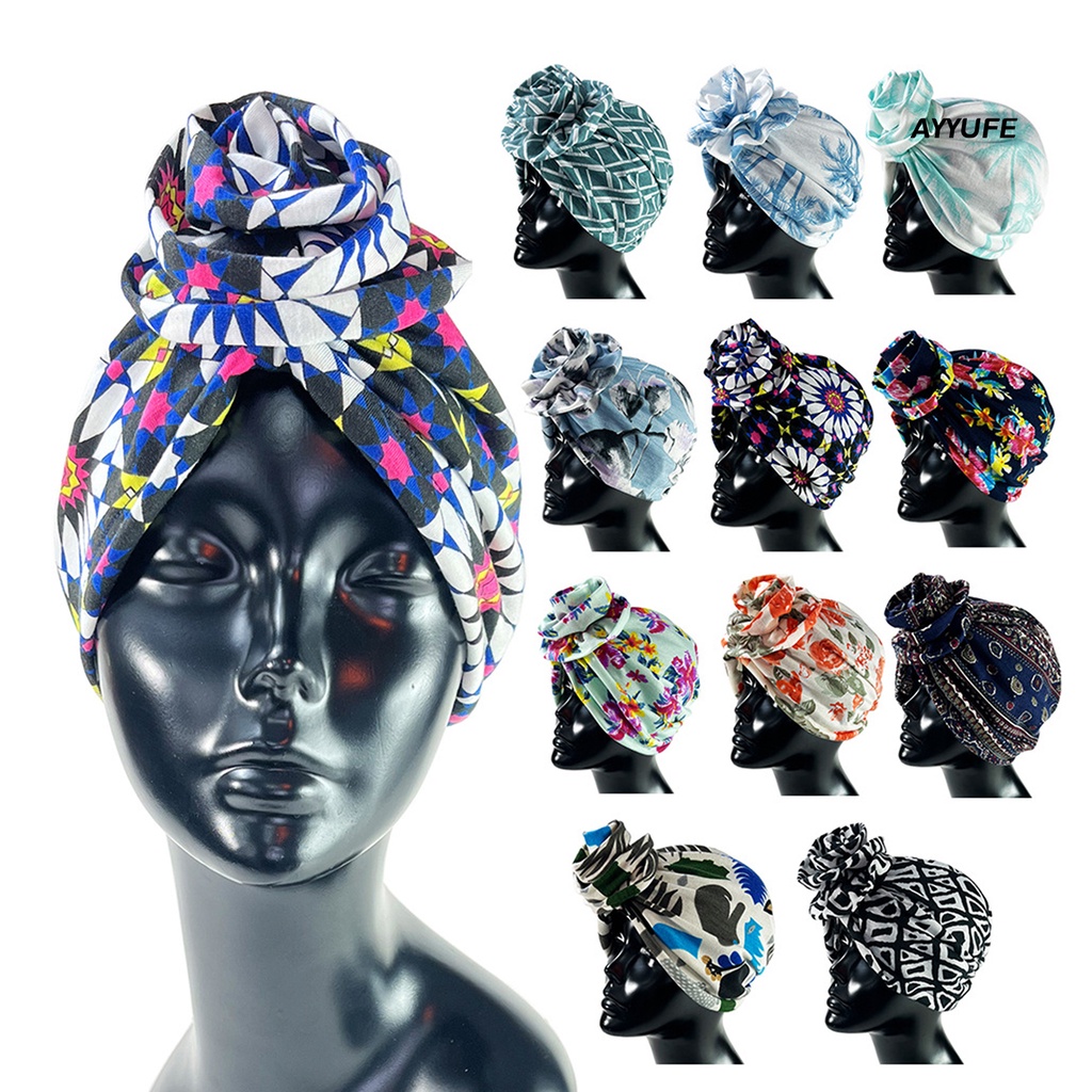 Khăn Turban Cotton Siêu Mềm In Họa Tiết Hình Học Hợp Thời Trang Cho Nữ