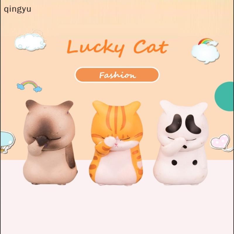 Tượng Mèo qingyu Mini Dễ Thương Dùng Trang Trí Phòng