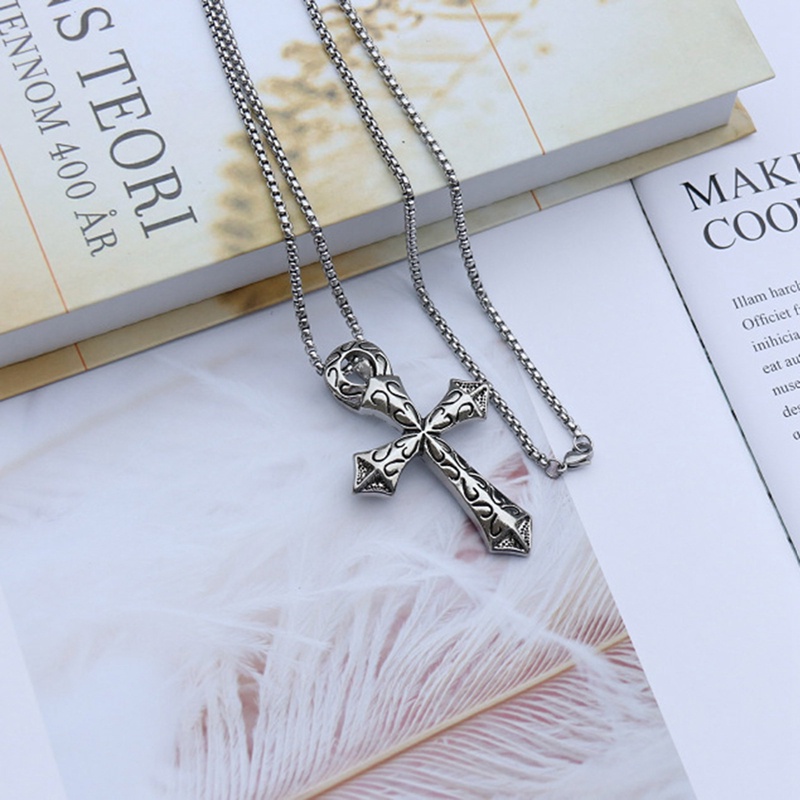 Ygt Vòng cổ Thép Không Gỉ Dài 50cm Phối Mặt Thánh Giá Phong Cách Punk Cá Tính Dành Cho Cả Nam Và Nữ