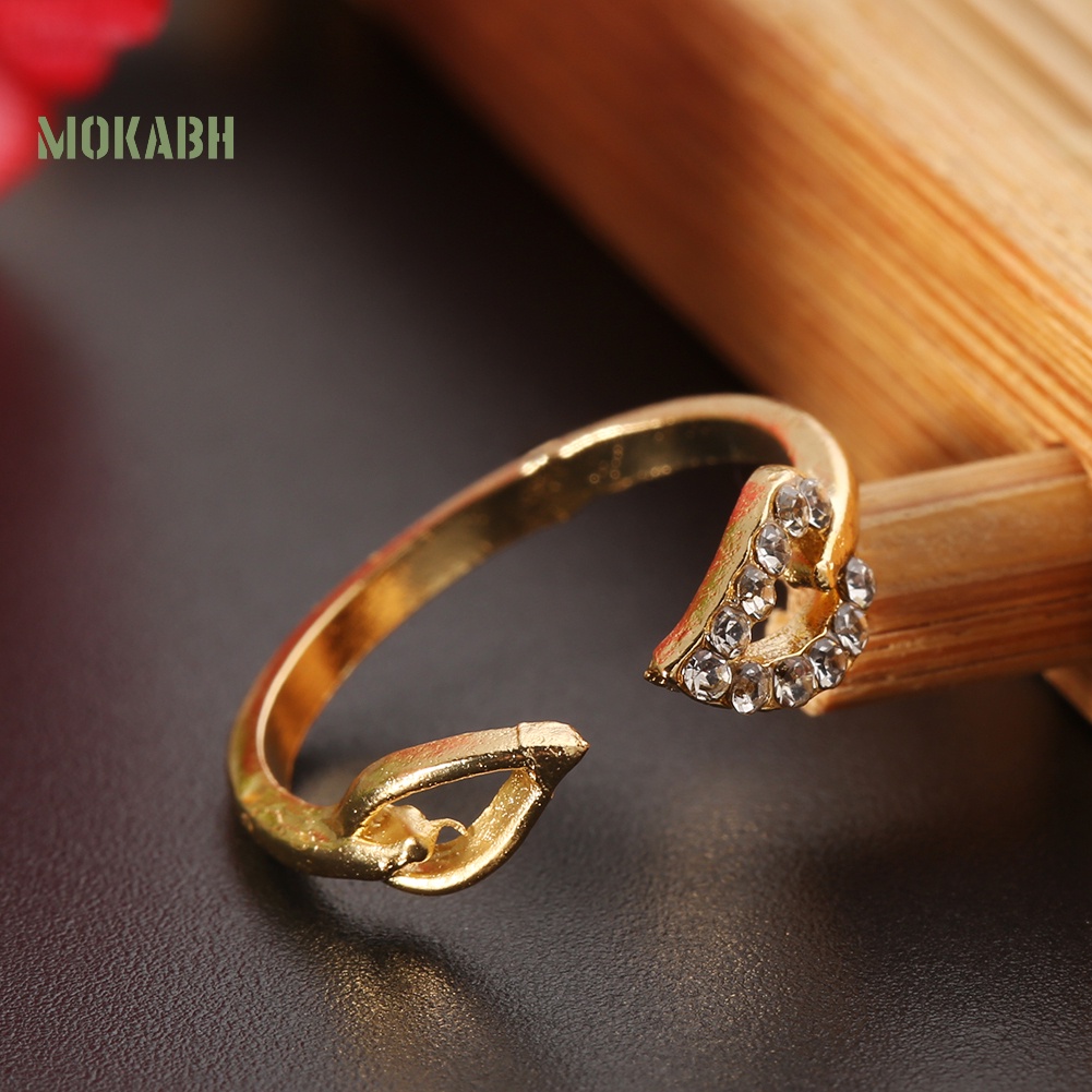 Nhẫn Đeo Tay Họa Tiết Hình Chiếc Lá Đính Đá Có Thể Điều Chỉnh Kích Thước Thời Trang Cho Nữ