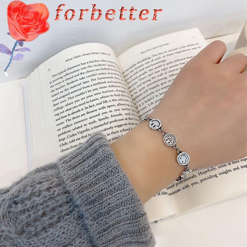 FORBETTER Vòng Tay Mặt Cười Đơn Giản Bằng Đồng Phong Cách Hàn Quốc Cho Nam Và Nữ