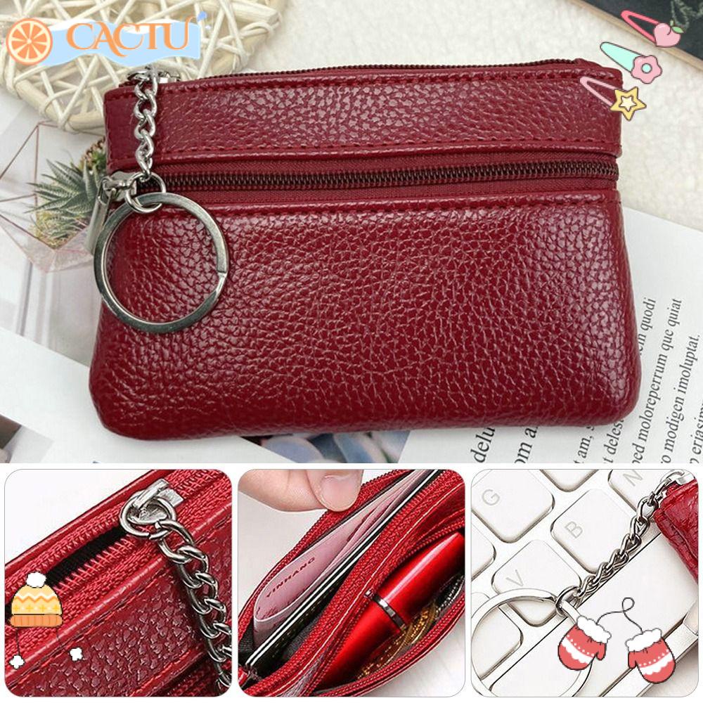 CACTU Set 2 Móc Khóa Dạng Ví Mini Có Khóa Kéo Thời Trang Giá Đỡ