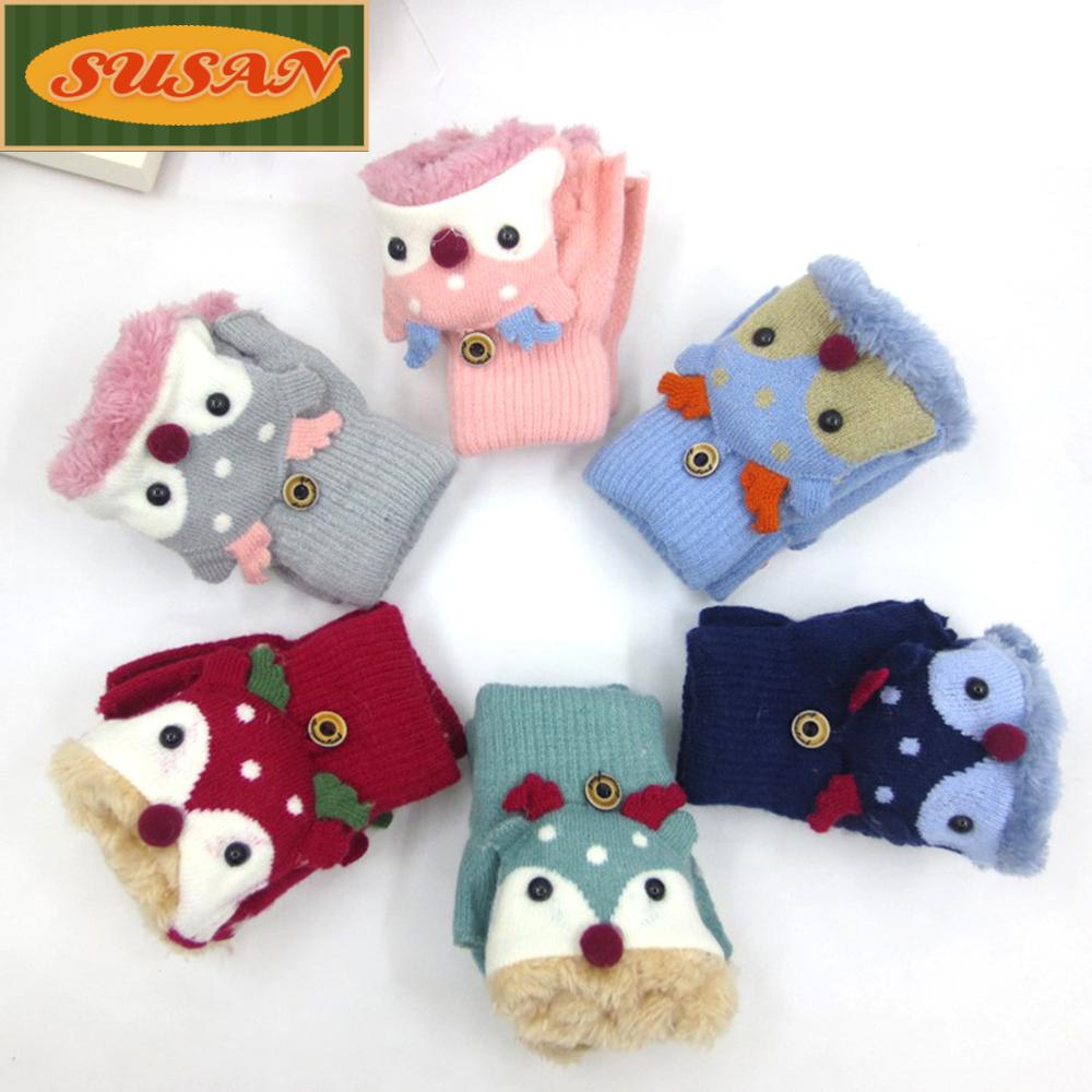 SUSANS Găng Tay Dày Dặn Ấm Áp Kiểu Hoạt Hình Nai Dễ Thương Cho Bé