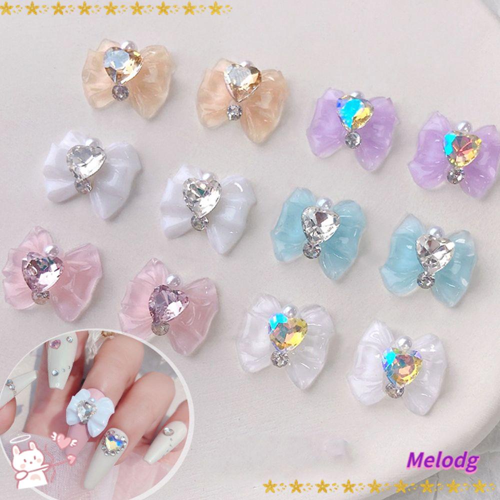 MELODG Bộ 10 HạT ĐíNh Trang Trí MóNg HìNh Nơ Xinh XắN