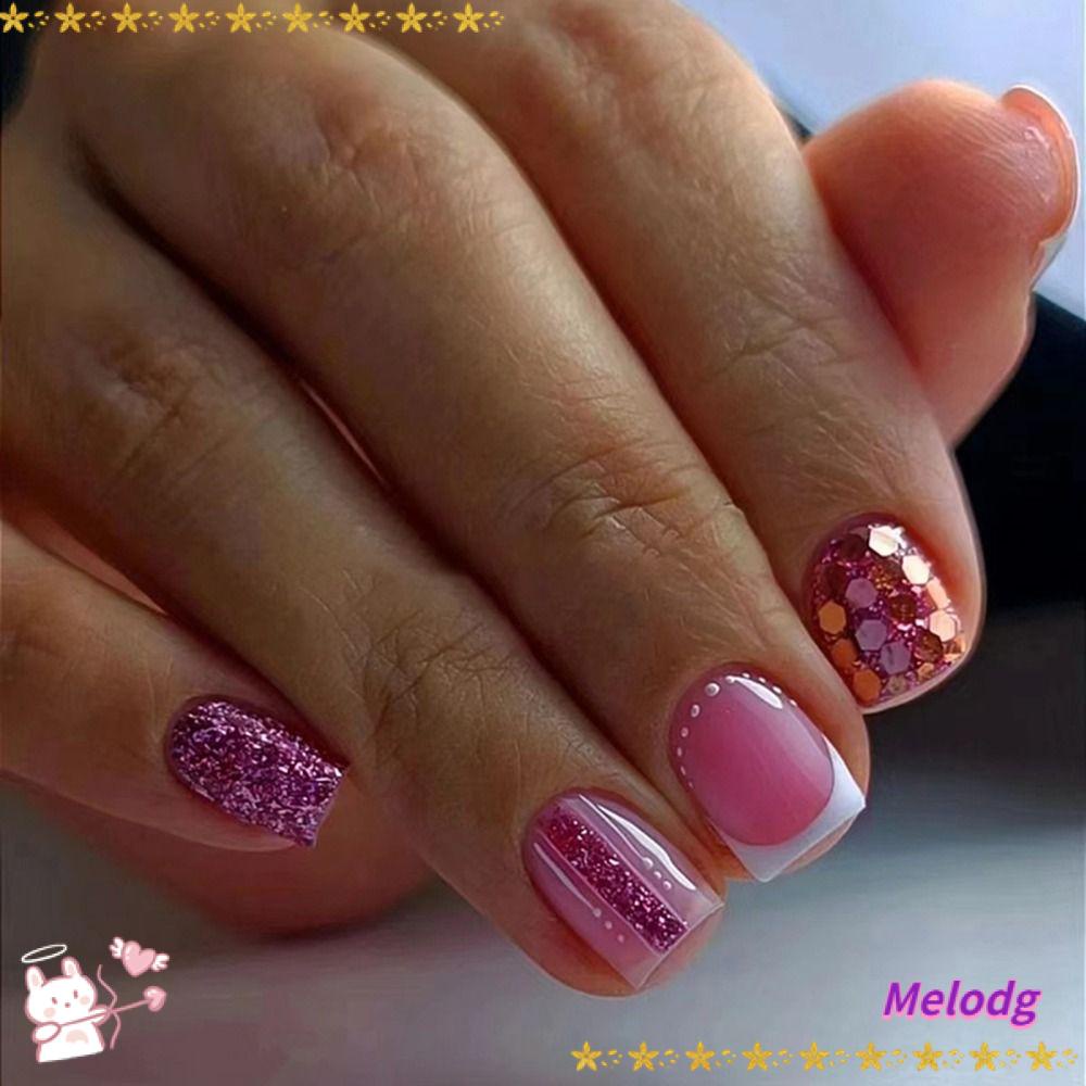 MELODG Bộ Móng Tay Giả Che Phủ Toàn Diện Phong Cách Pháp DIY