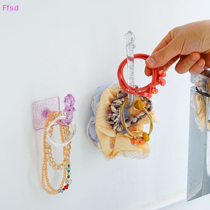 {Ffsd} Giá Đỡ Dây Buộc Tóc / Trang Sức Gắn Tường Đa Năng Pha Lê Bán Chạy