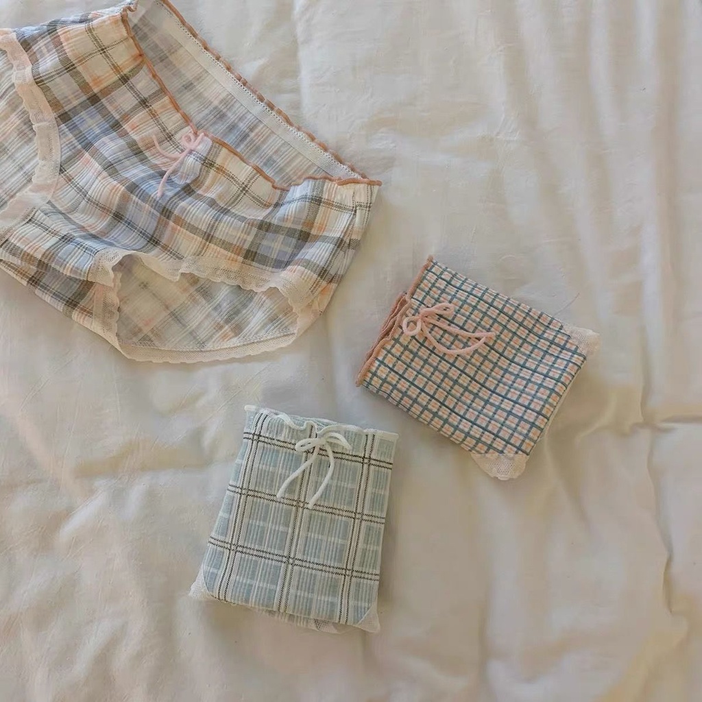 [Quần Lót Dễ Thương] Quần Lót Cotton Nguyên Chất Đáy Tam Giác Phối Ren Cỡ Lớn Phong Cách Nhật Bản Cho Nữ Sinh