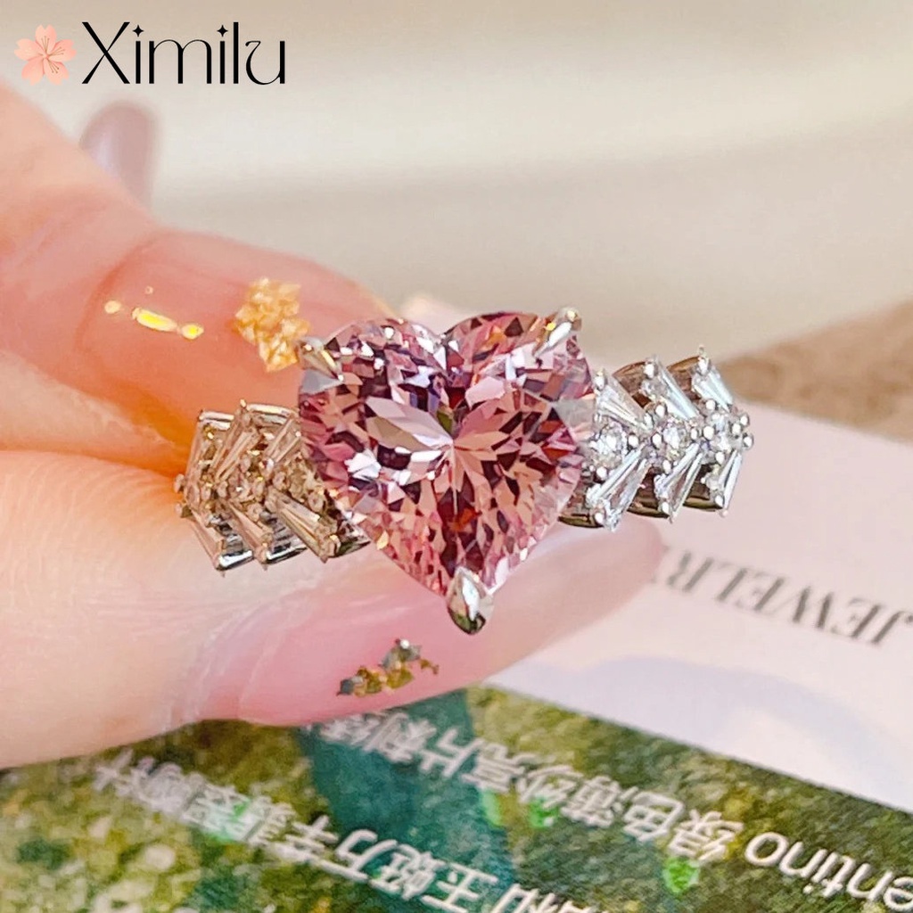 ♥ Nhẫn Pha Lê Hồng Hình Trái Tim Sang Trọng