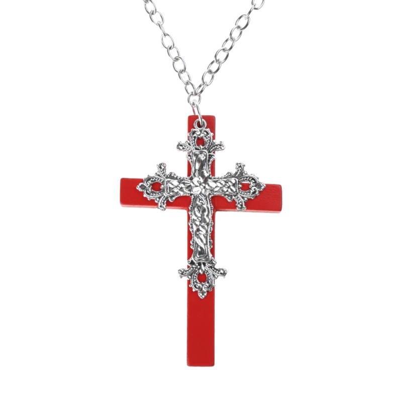 Vòng Cổ choker Bằng Gỗ Mặt Thánh Giá Phong Cách gothic punk