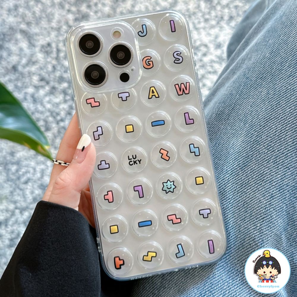 Ốp Điện Thoại TPU Mềm Trong Suốt Giảm Căng Thẳng In Hình Tetris 3D Cho IPhone 14 13 12 11 Pro Max X XR 8 7 Plus