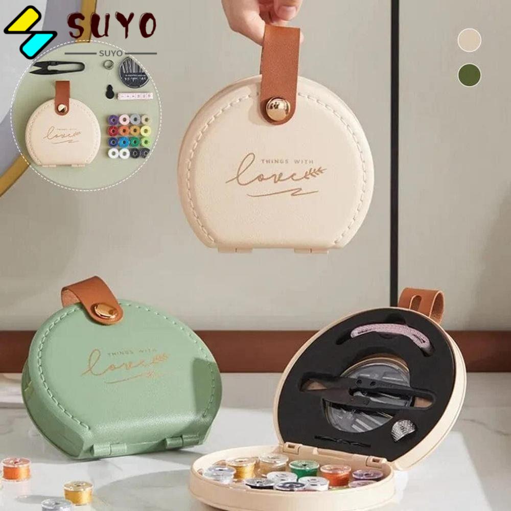 SUYO Hộp Đựng Dụng Cụ May Vá Mini Hai Lớp Bằng Da PU