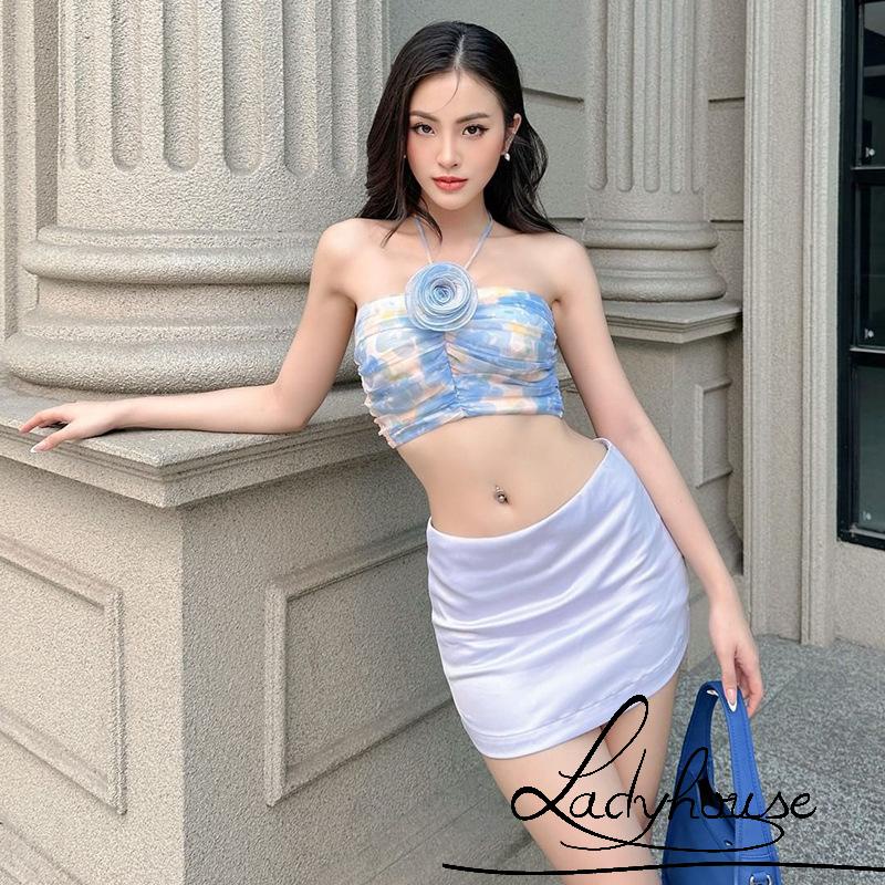 Áo Yếm Hở Lưng Nhuộm Màu Họa Tiết Hoa Thời Trang Mùa Hè Cho Nữ