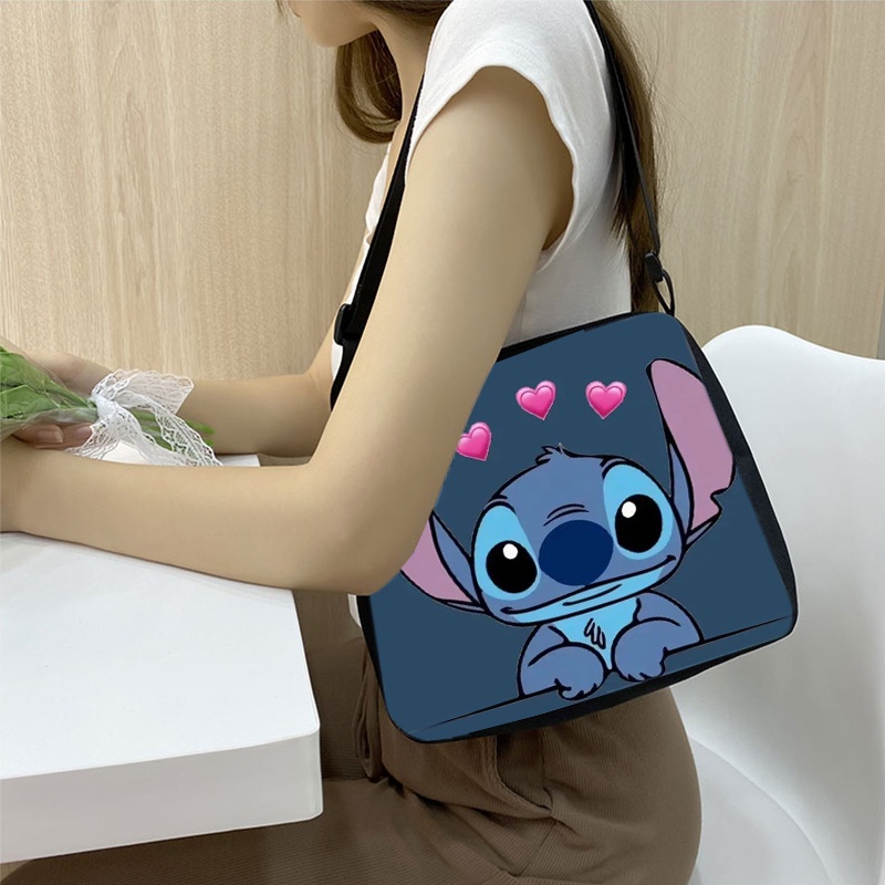 Túi Xách Đeo Vai In Hình Hoạt Hình Disney Lilo &amp; Stitch Dễ Thương Kích Thước 20X24Cm Thời Trang 2023 Cho Nữ