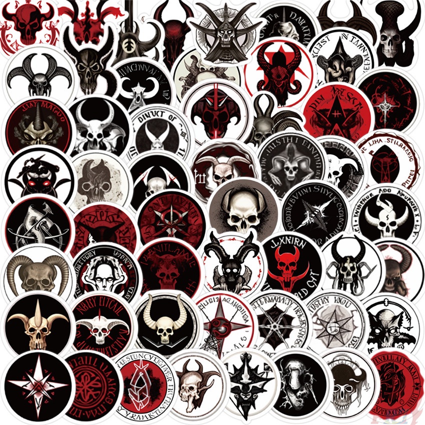 ❉ Set 01 Sticker Dán Trang Trí Hình Đầu Lâu Phong Cách Gothic ❉ Bộ 55 Sticker Chống Thấm Nước Họa Tiết Doodle Hợp Thời Trang