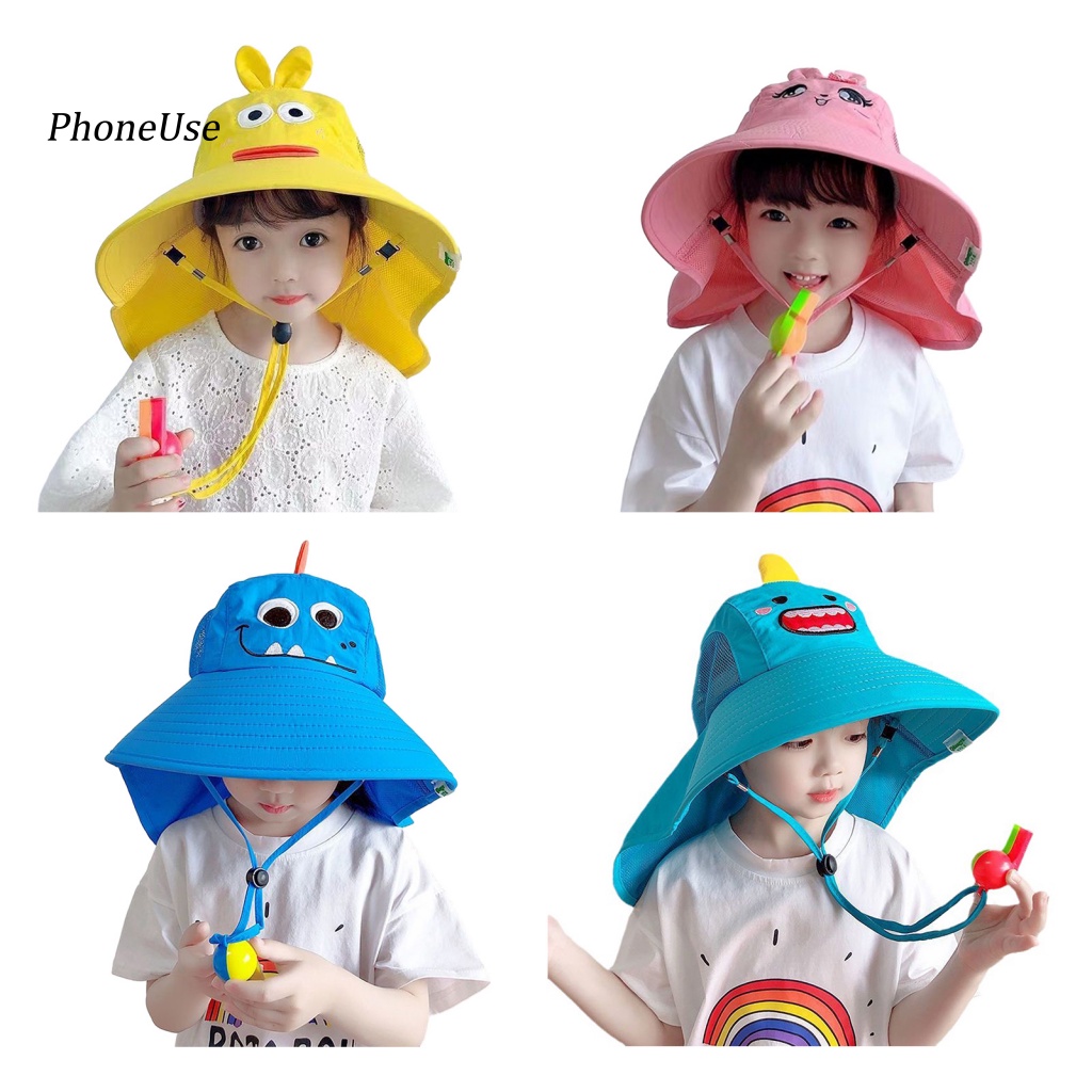 Mũ Bucket Vành Lớn Bằng PU Chống Nắng In Họa Tiết Hoạt Hình Dễ Thương Thời Trang Mùa Hè Cho Bé Trai Và Gái