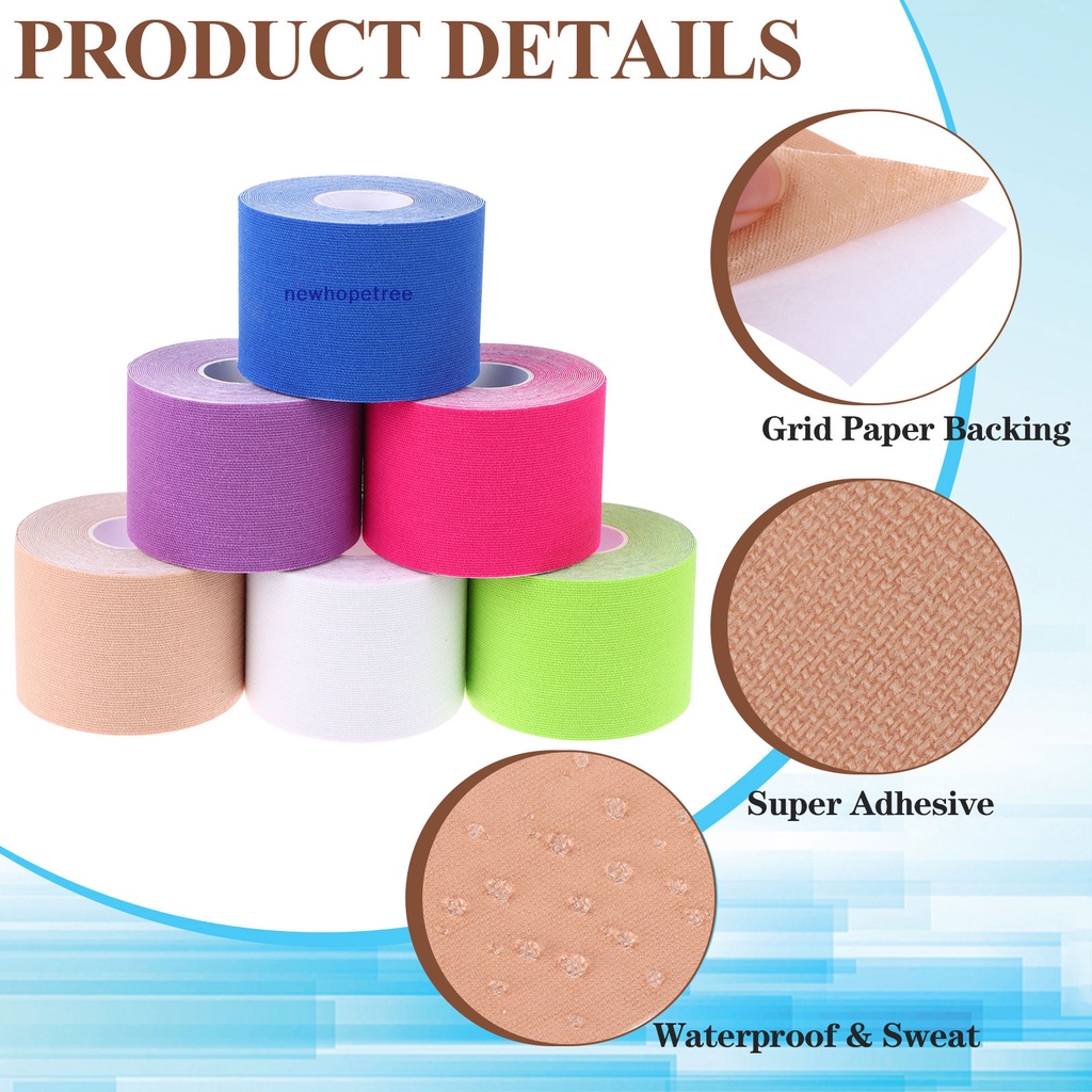 Set 6 Cuộn Băng Keo Kinesioy Chống Nước Thoáng Khí Hỗ Trợ Giảm Đau Cơ Bắp Tiện Dụng