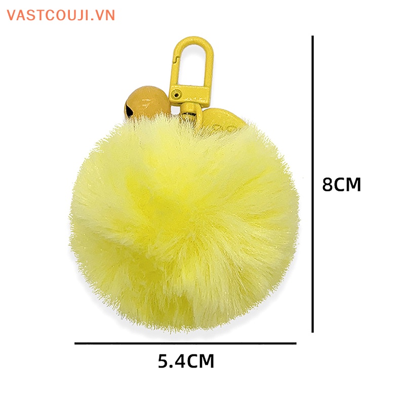 1 Móc Khóa Hình Quả Cầu Lông Xù 8cm Nhiều Màu Sắc Dễ Thương