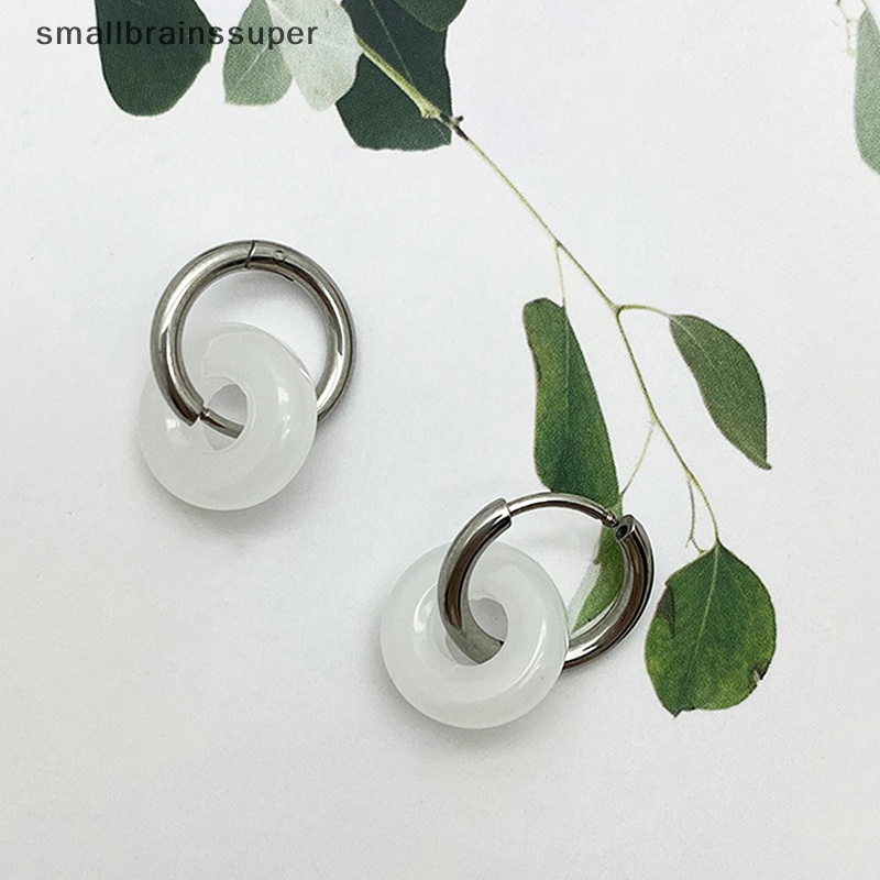 Bông Tai Bằng Thép Titan Đính Ngọc Bích Phong Cách Vintage Dành Cho Nữ