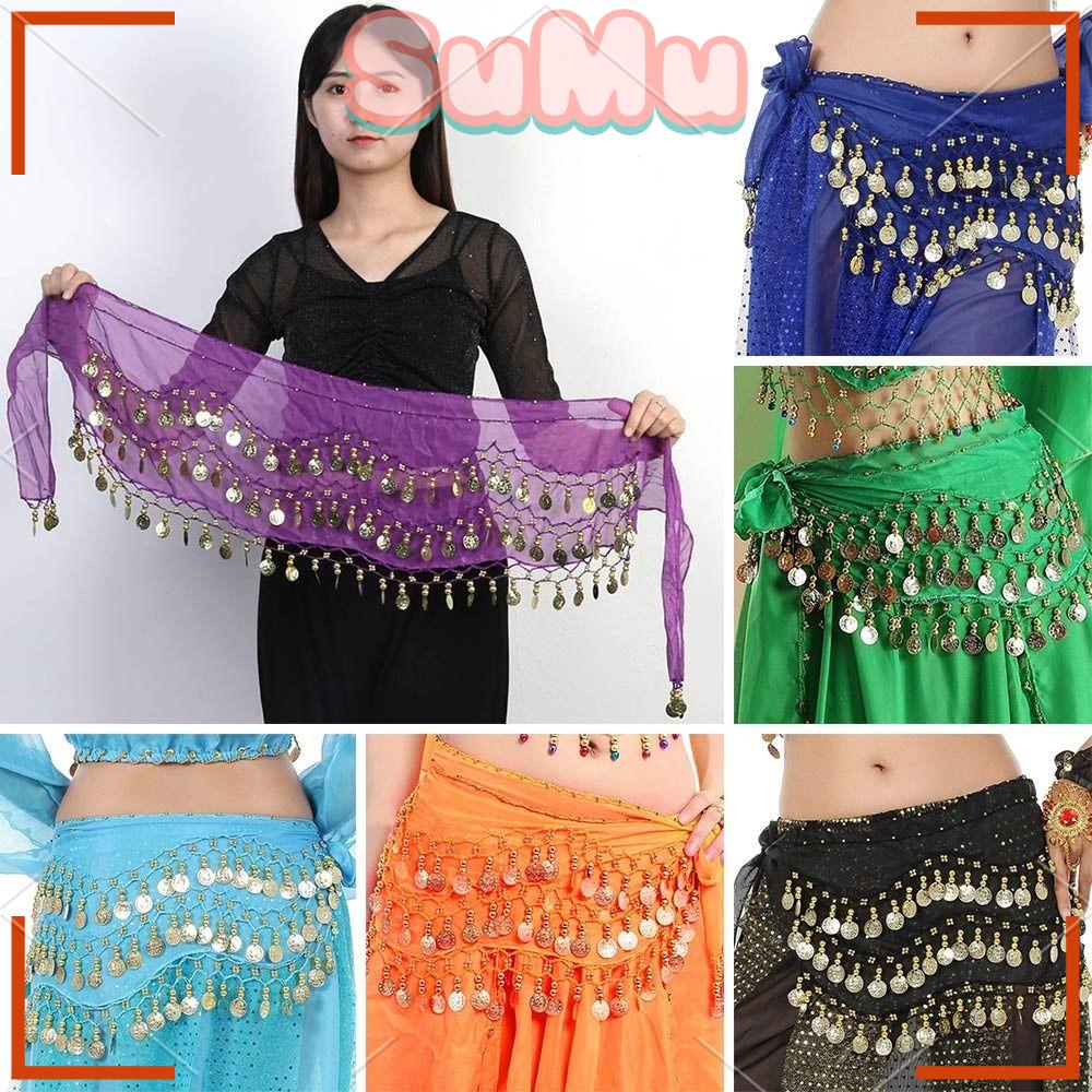 SUMU Chân Váy Múa Bụng Phối Tua Rua Đính Kim Sa Lấp Lánh Cho Nữ