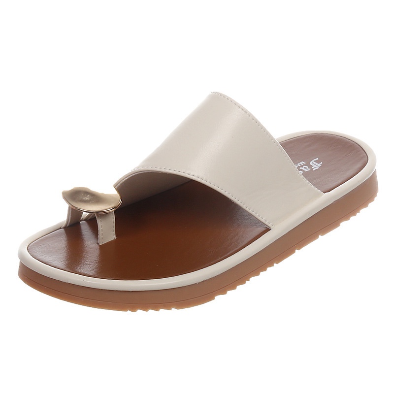 Duoya Tóc Thẳng ~ [Hàng Có Sẵn] Dép Sandal Đế Bằng Thiết Kế Cảm Giác Niche Đi Biển Phong Cách Dạ Hội Cho Nữ Miễn Phí Vận Chuyển