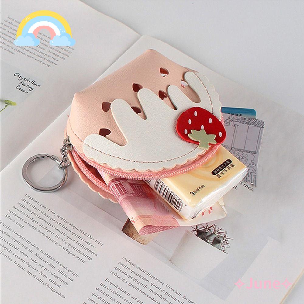 JUNE Ví Nữ Da PU Có Dây Kéo Giá Đỡ